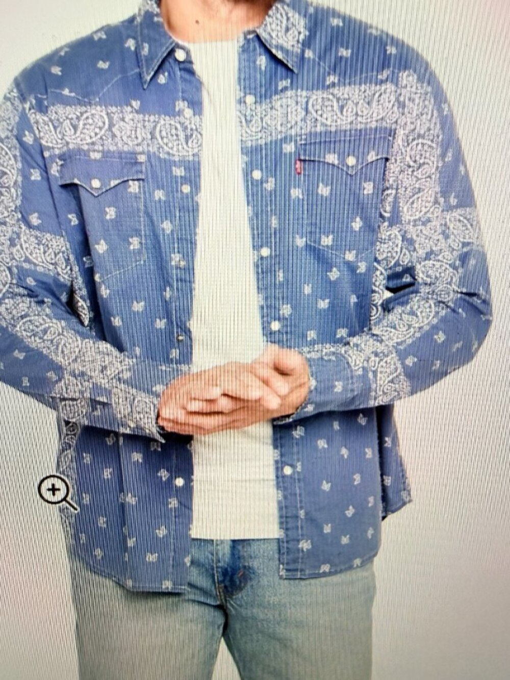 Levis Pearl Snap Western Bandana Paisley Shirt Mens L Rodeo 100% Cotton NWT - Picture 2 of 10
